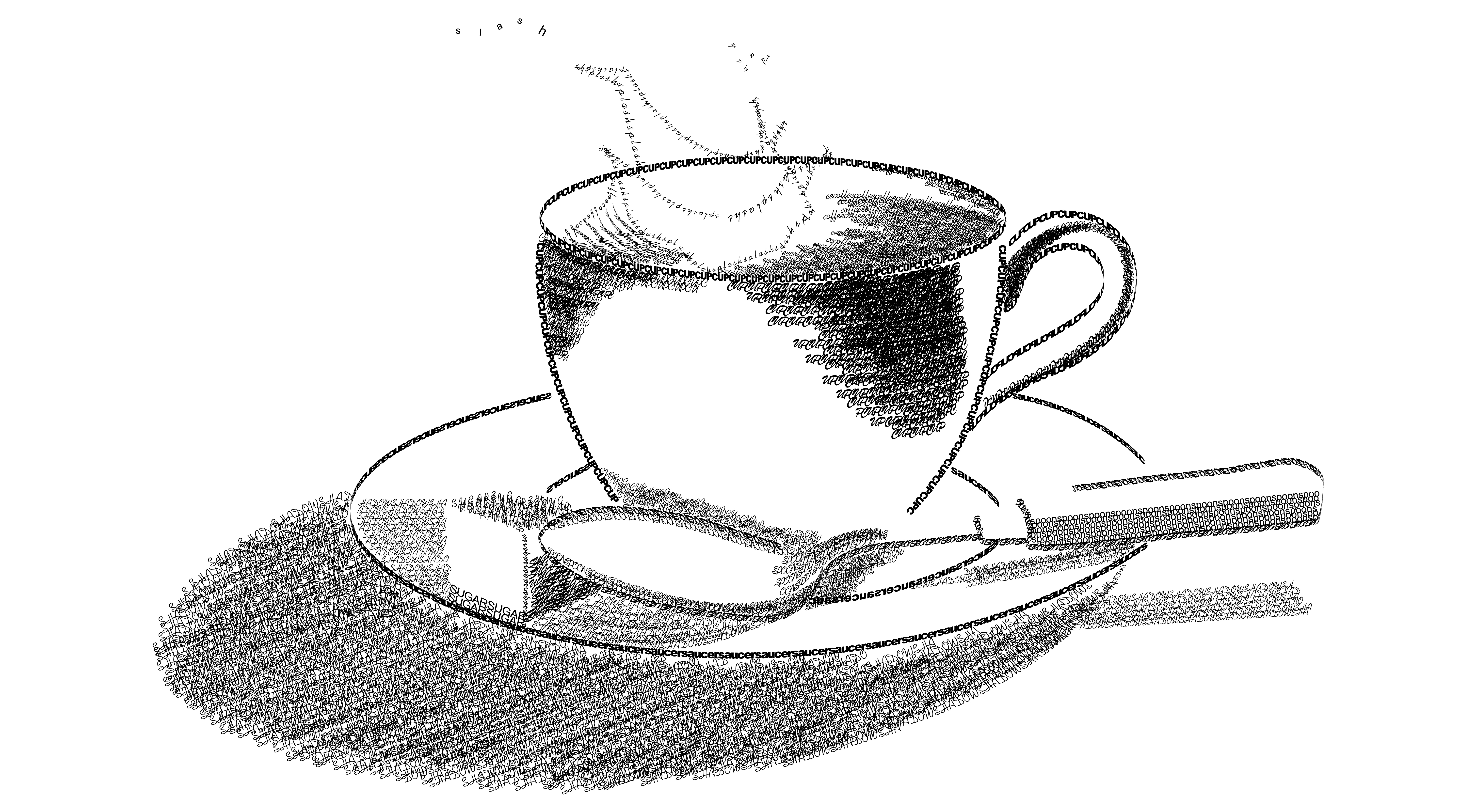 Typography Study poster showing a cup illustration with hierarchical shading and a clean typographic layout.